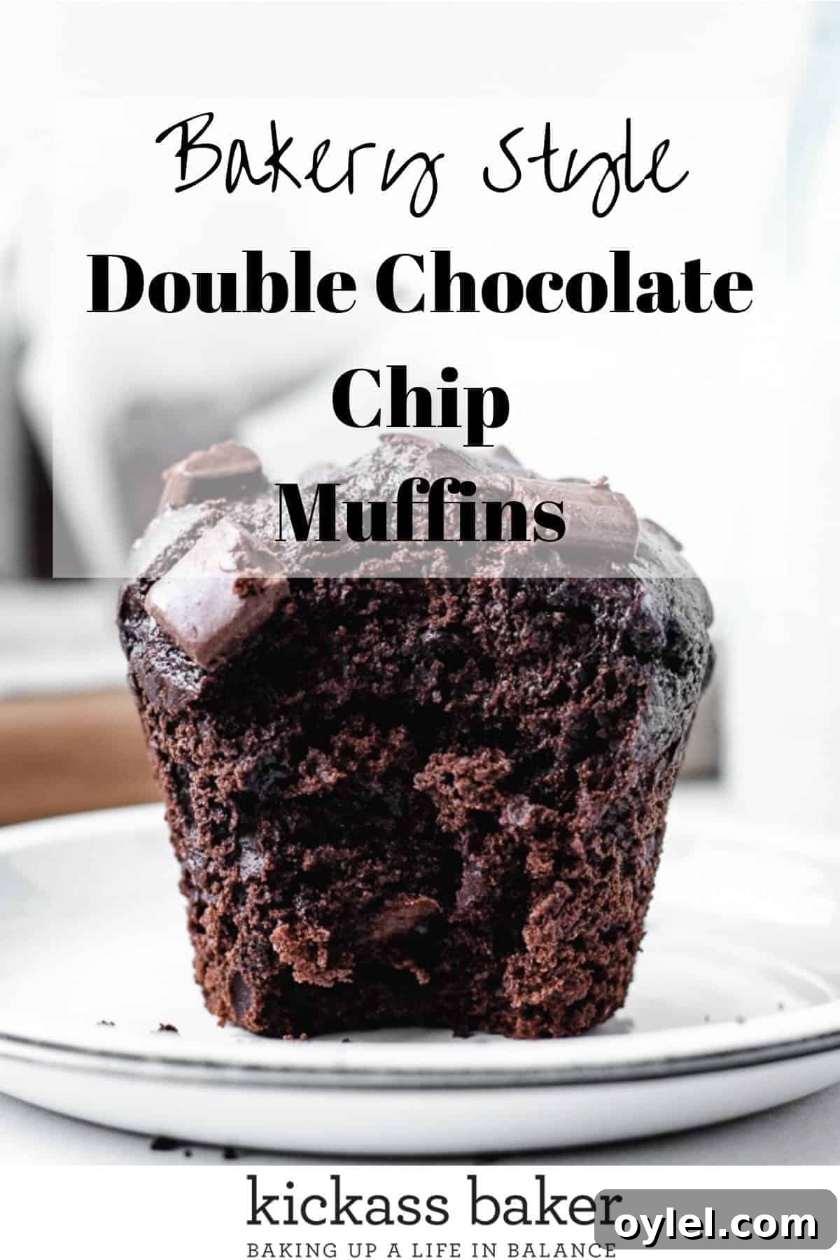 Bakery Style Double chocolate chip muffin pin for Pinterest
