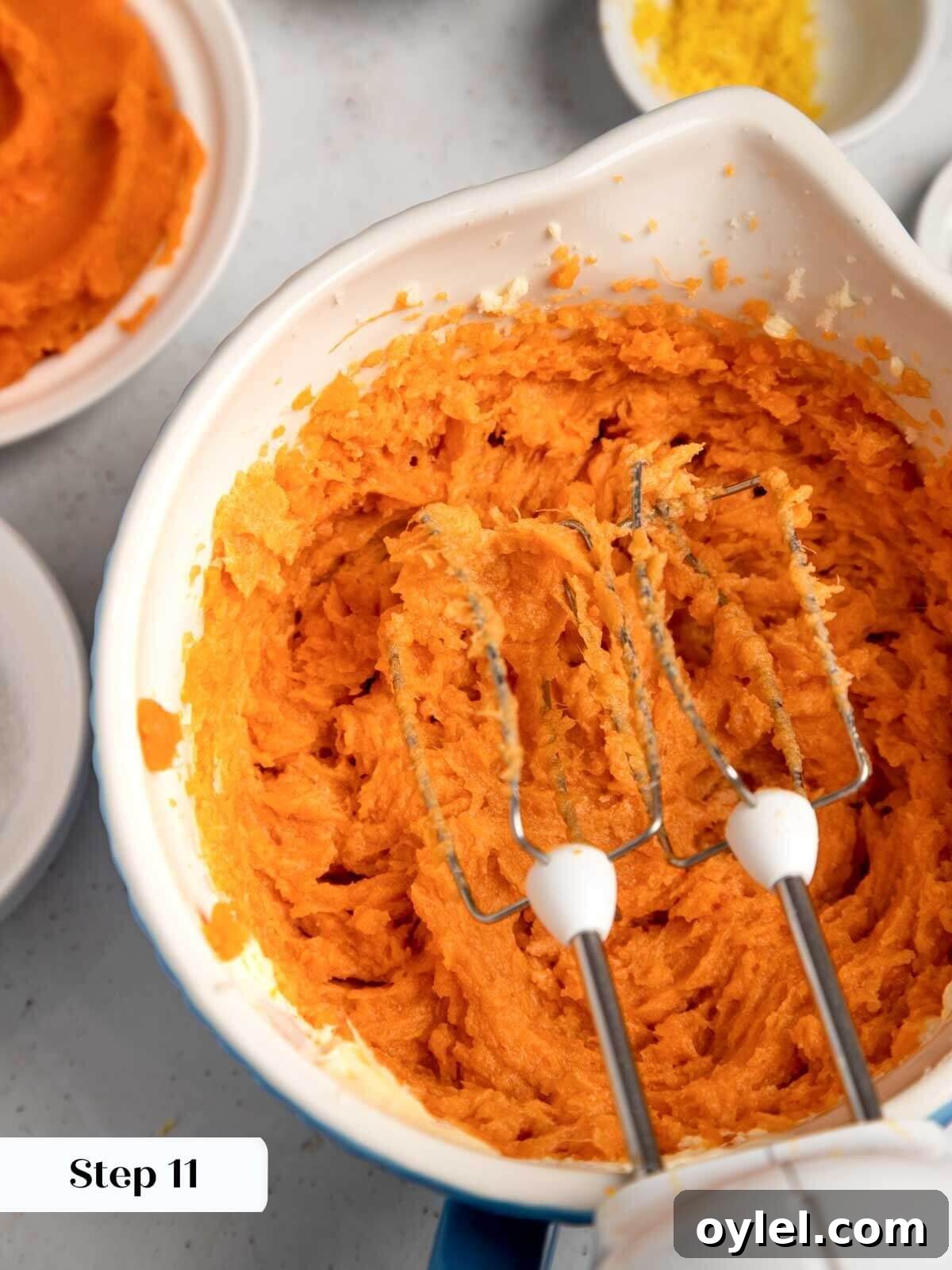 Classic Southern Sweet Potato Pie Recipe with Spiced Filling 8 finished sweet potato pie filling ready to fill pastry.