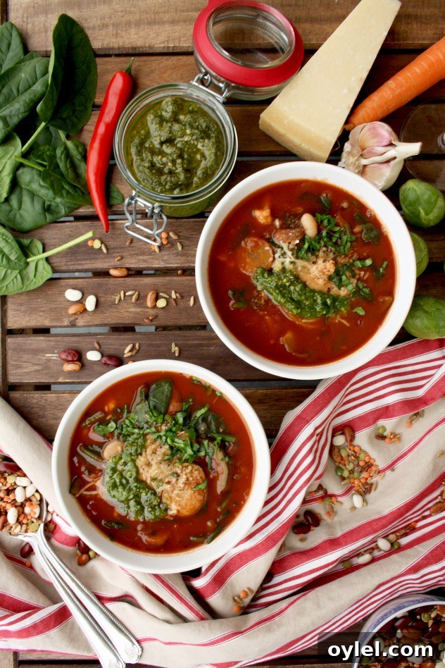 This hearty and well-balanced vegan minestrone soup is packed with seasonal vegetables, beans, lentils and whole grains. Use any veggies you have on hand!