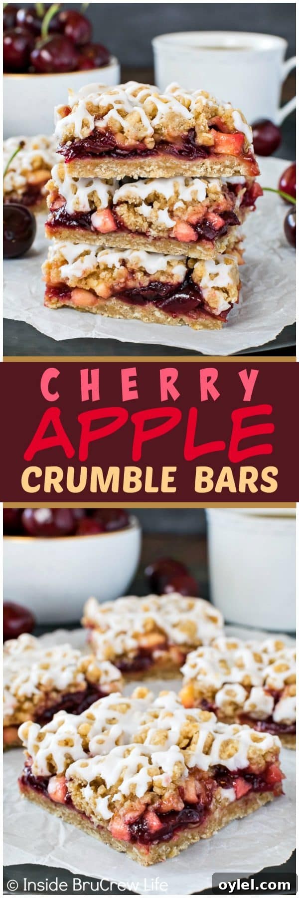 Cherry Apple Crumble Bars - sweet cherry preserves mixed with apples give these easy bars a sweet flavor! Great summer recipe to try warm with ice cream! Cherry Apple Crumble Bars - sweet cherry preserves mixed with apples give these easy bars a sweet flavor! Great summer recipe to try warm with ice cream!