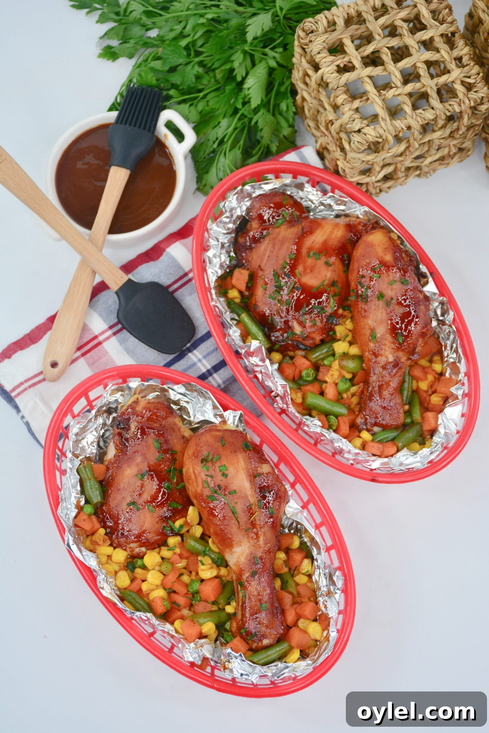 Raw chicken and vegetables ready for foil packets