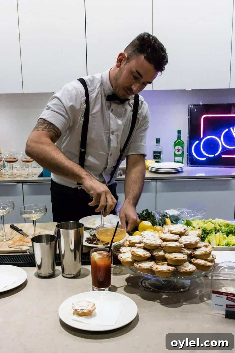 Iceland Xmas event with man making christmas martini