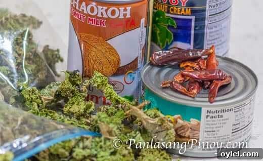 Filipino Kale and Tuna Laing Recipe with Coconut Milk 2 Kale Laing Ingredients