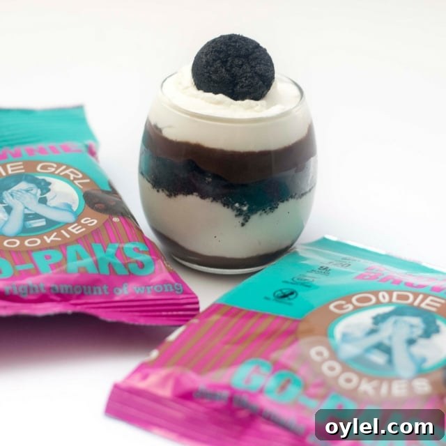 Cookie parfait that takes only minutes to make! Layers of creamy chocolate pudding and fresh whipped cream envelope crunchy Midnight Brownie cookies.