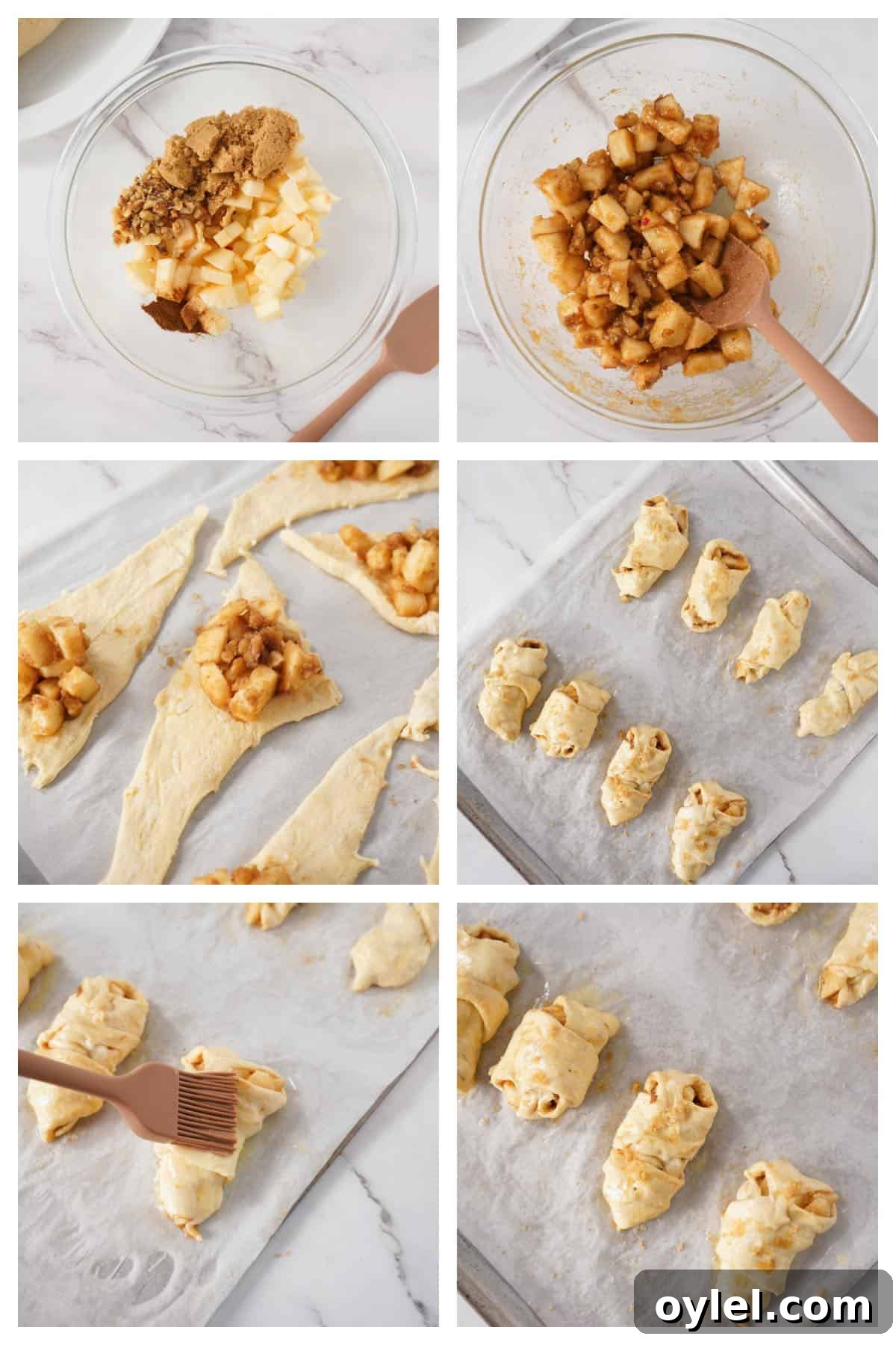 how to make apple walnut crescent rolls step by step