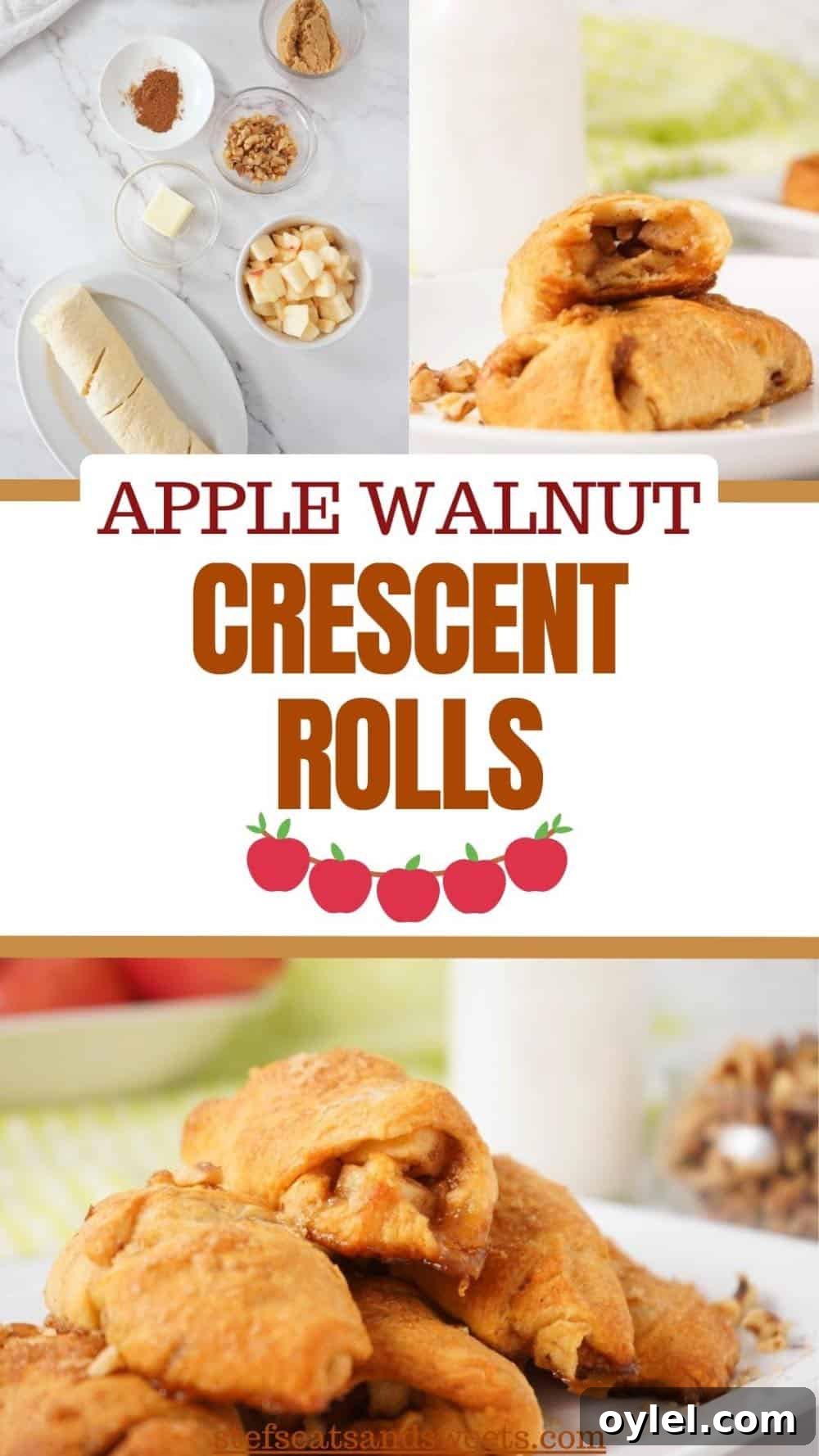 Apple walnut crescent rolls pin