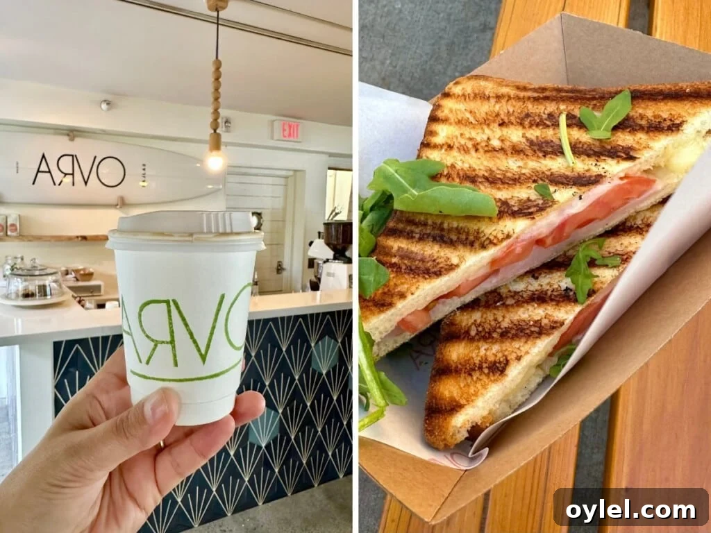 Flat white and toastie from Arvo