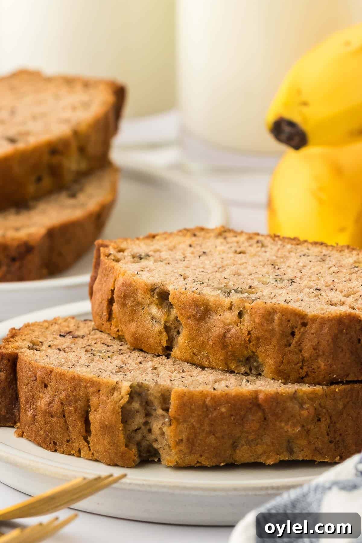 Classic Moist Homemade Banana Bread Recipe 2 two pieces of banana bread