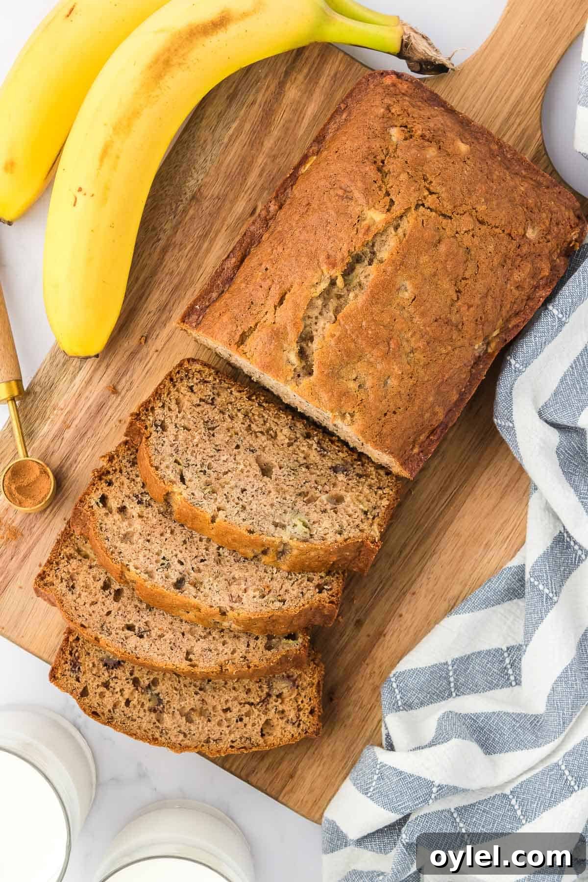 Classic Moist Homemade Banana Bread Recipe 3 banana bread cut into slices