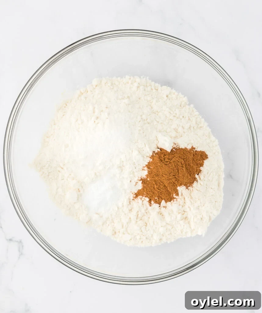 Classic Moist Homemade Banana Bread Recipe 7 dry ingredients in a bowl
