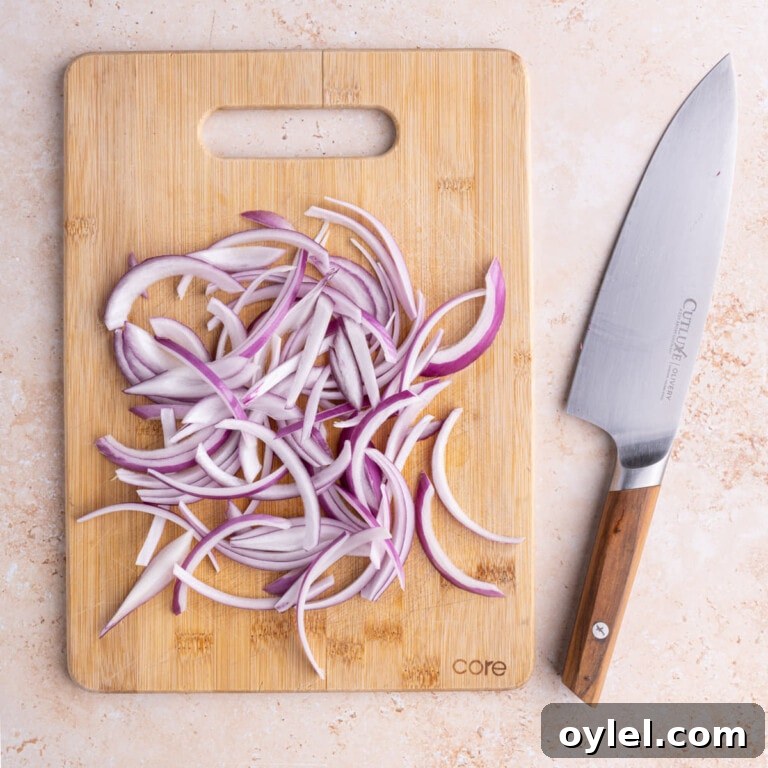 Red onion sliced into super thin pieces