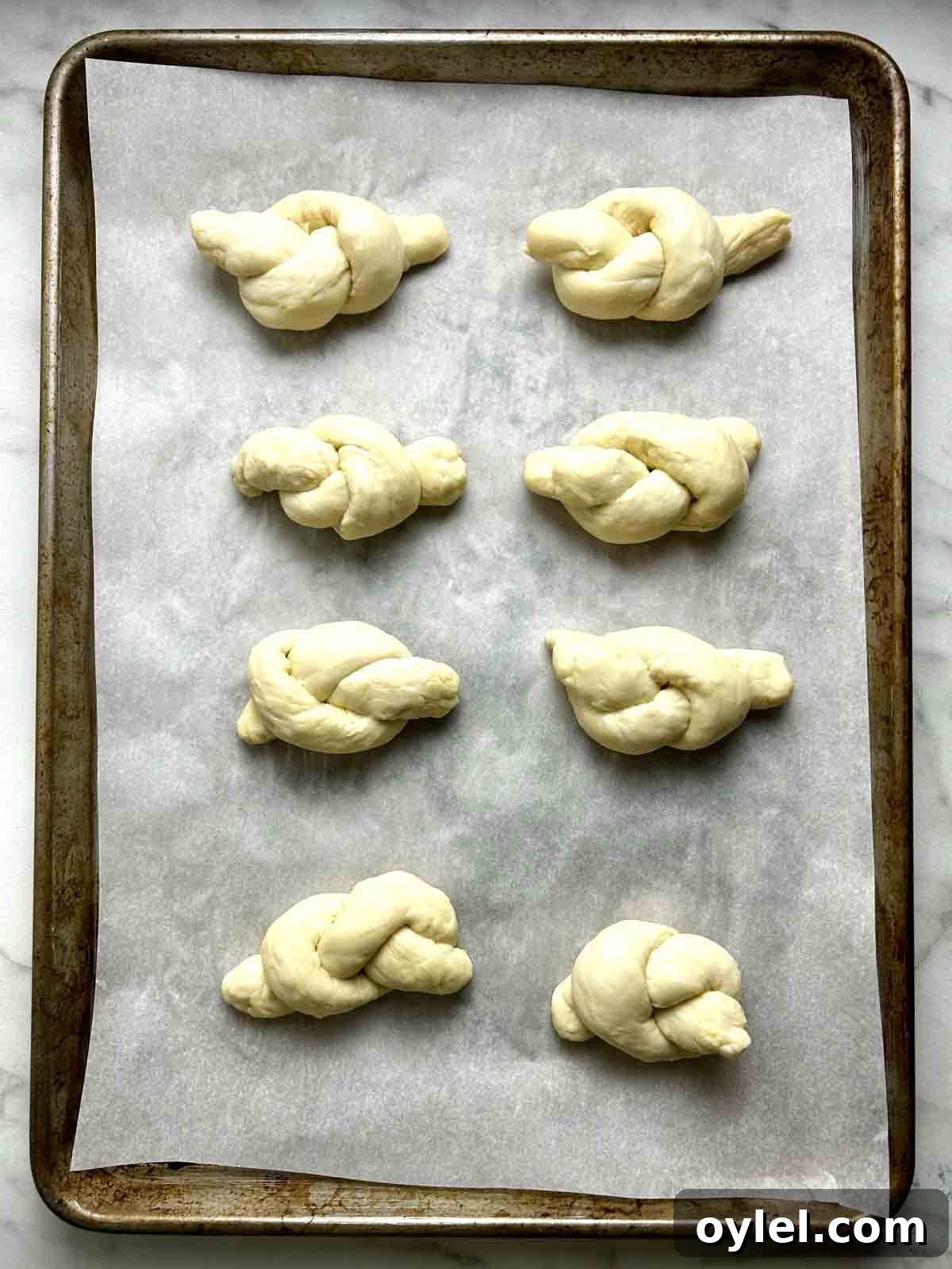 garlic knots after second rise.