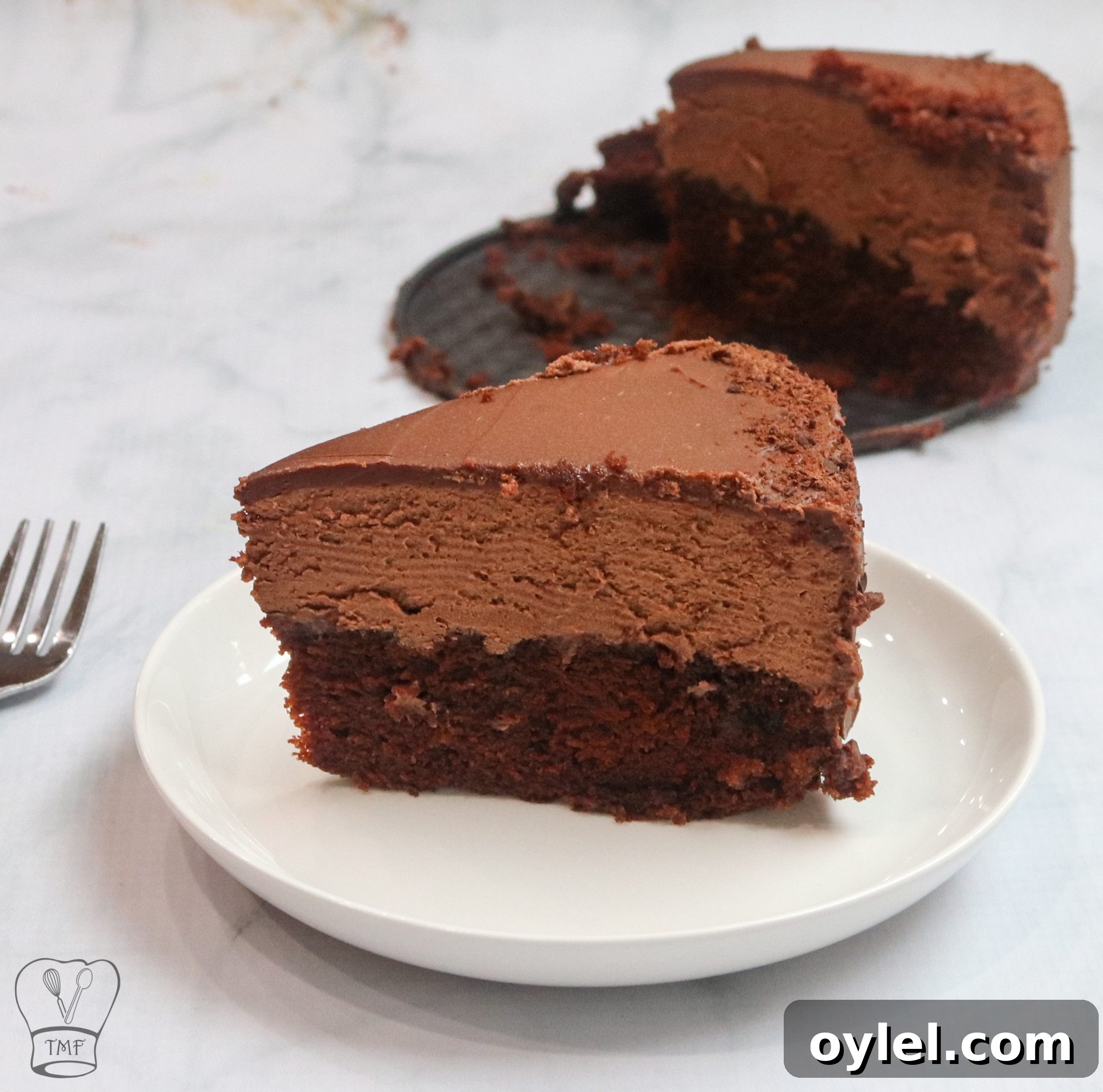 Chocolate mousse cake slice