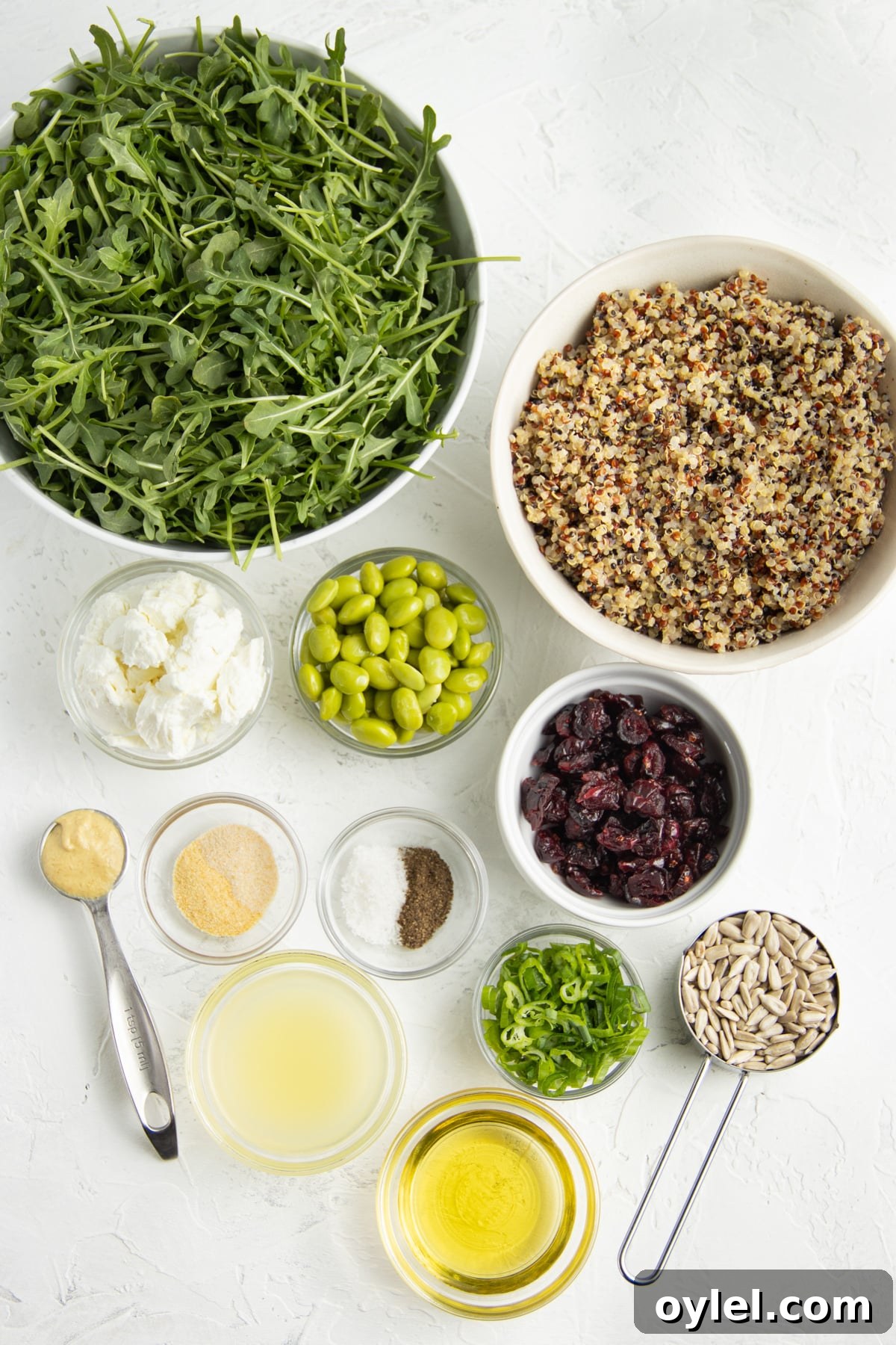 Picture of all individual ingredients in small bowls.