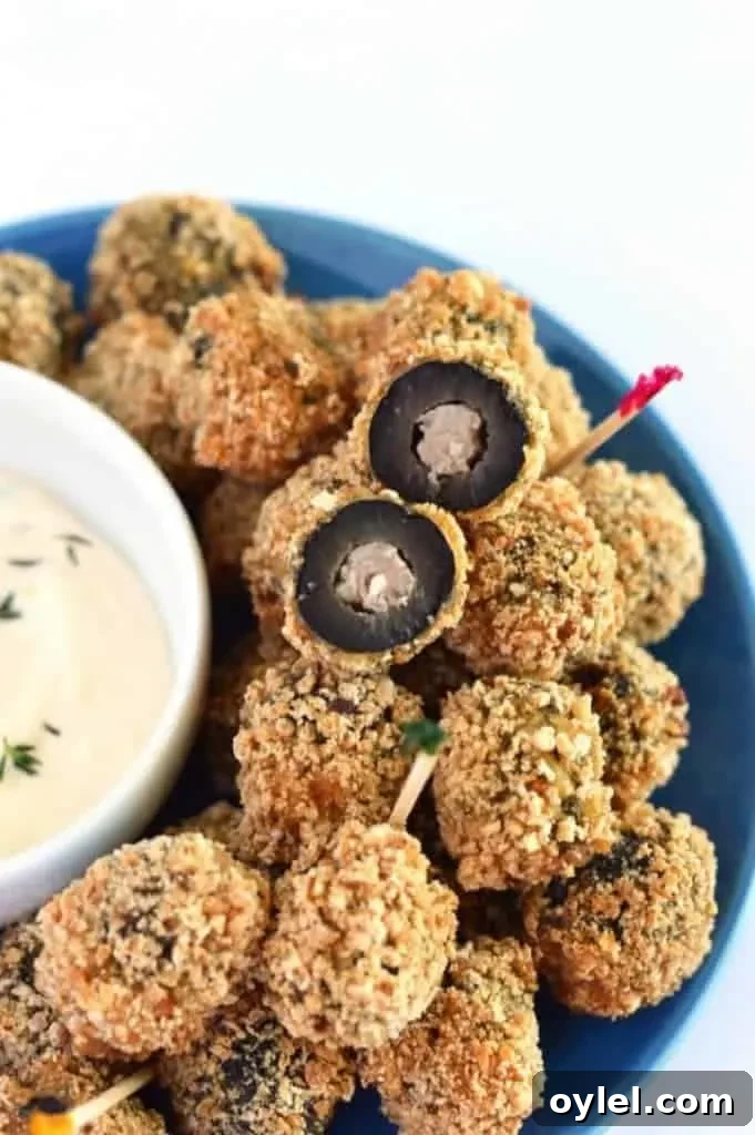 Stack of fried olives