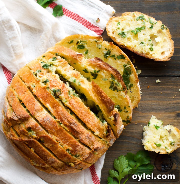 Cilantro Garlic Pull-Apart Bread Recipe 3 Close up cilantro garlic bread