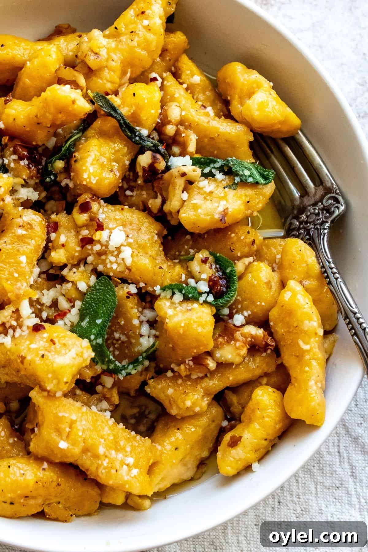 An image of butternut squash in a bowl with a fork on the side.
