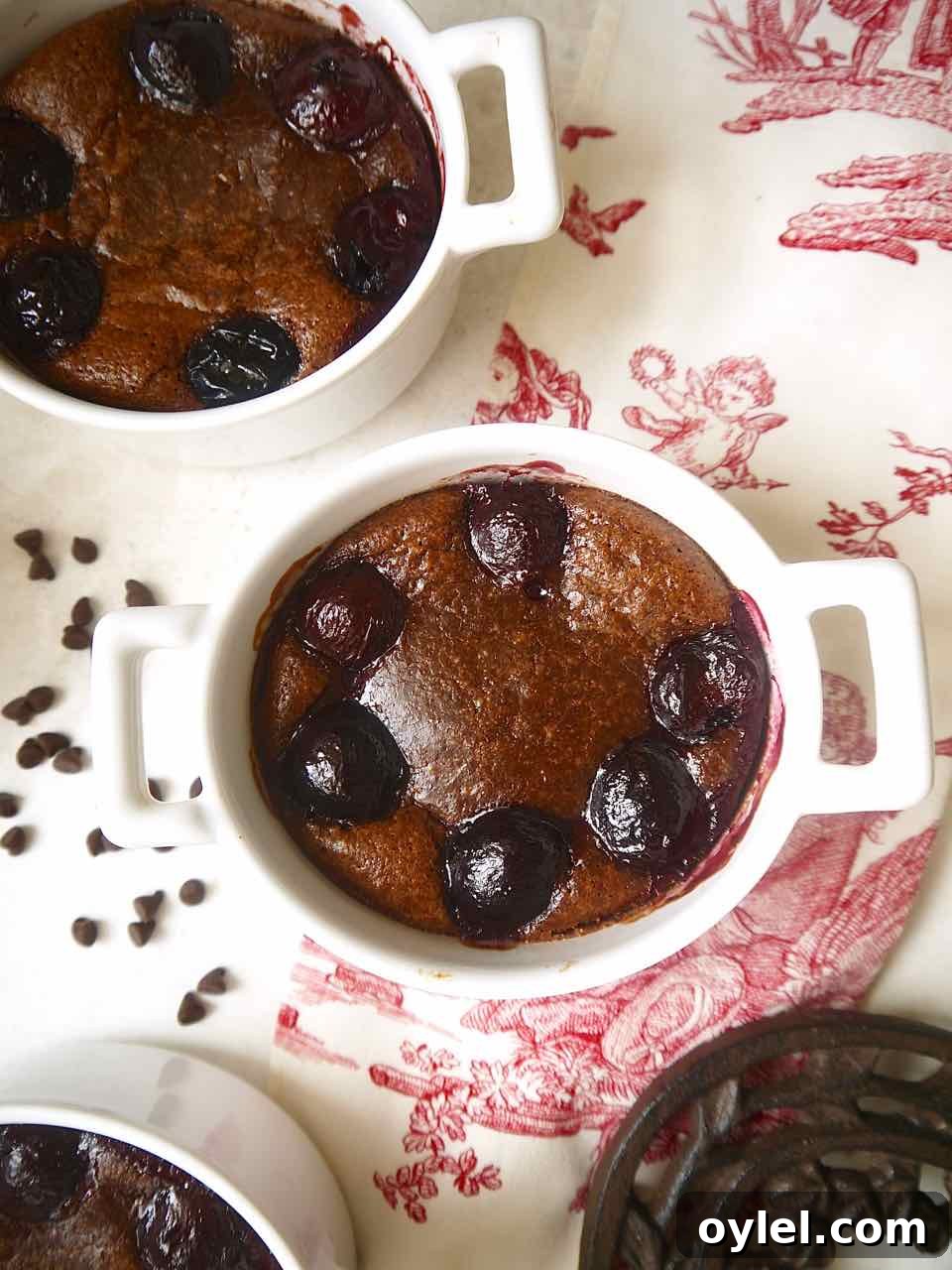 Freshly baked gluten-free chocolate cherry cake.