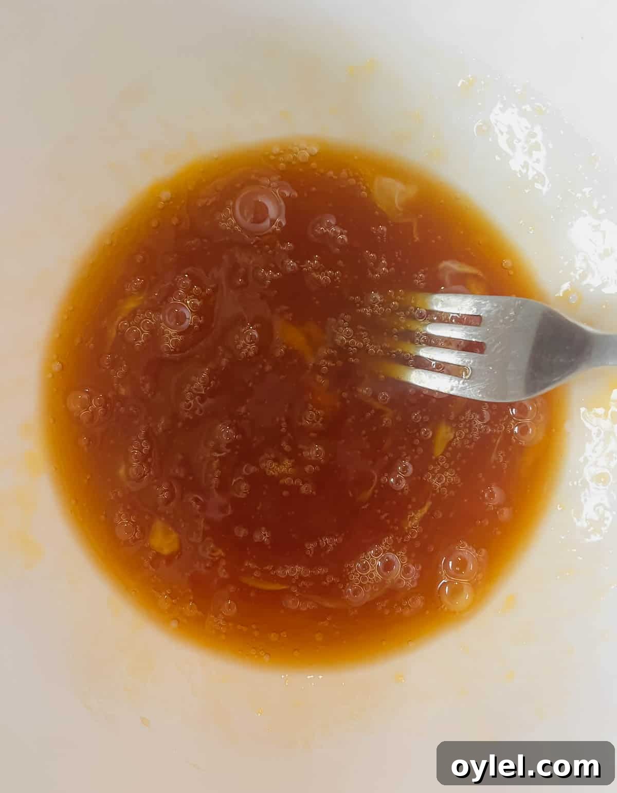 Egg and maple syrup mixed together.