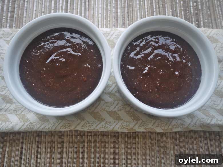 Almond flour added to mixture and poured into ramekins.