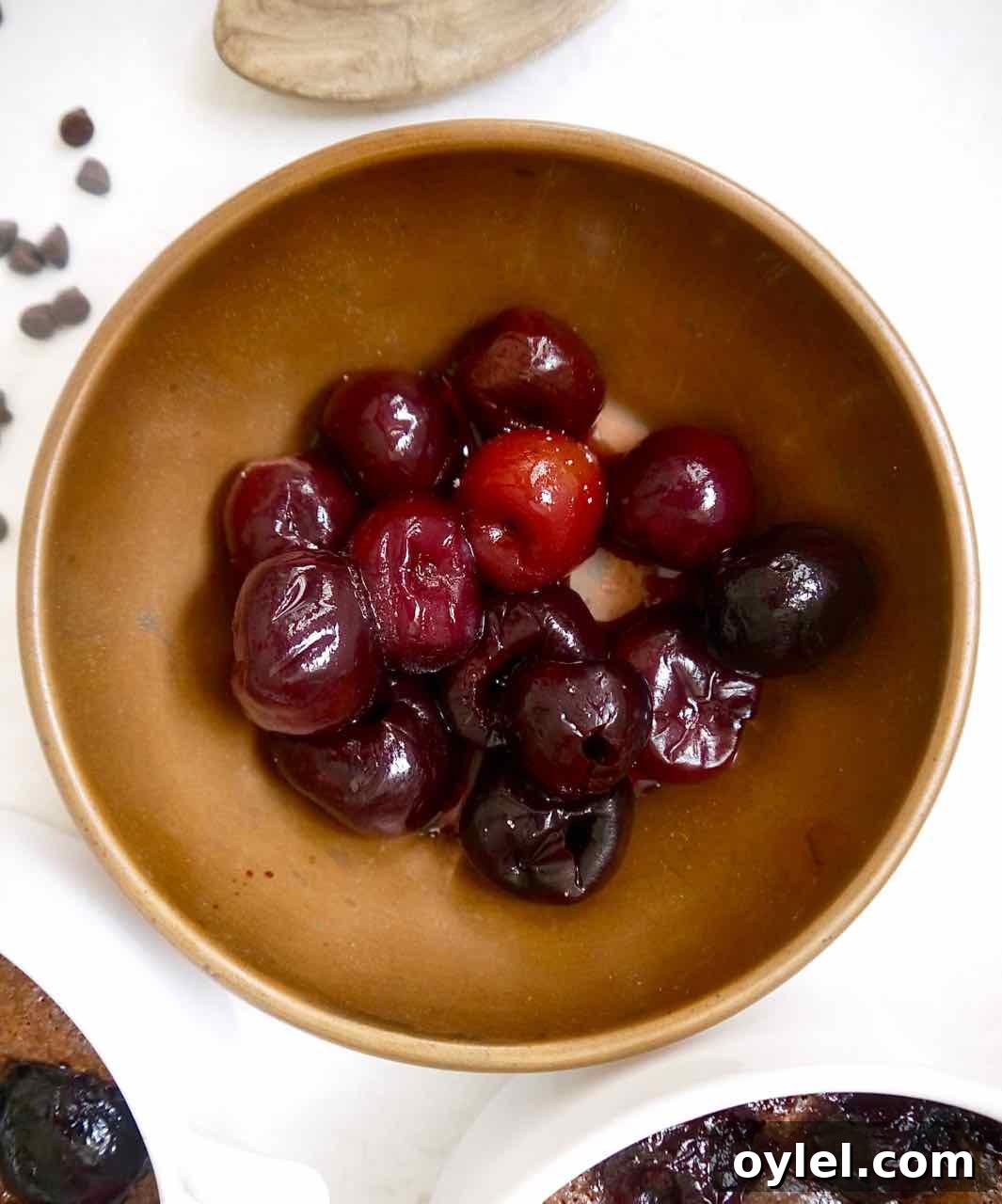 Pitted cherries in a bowl.