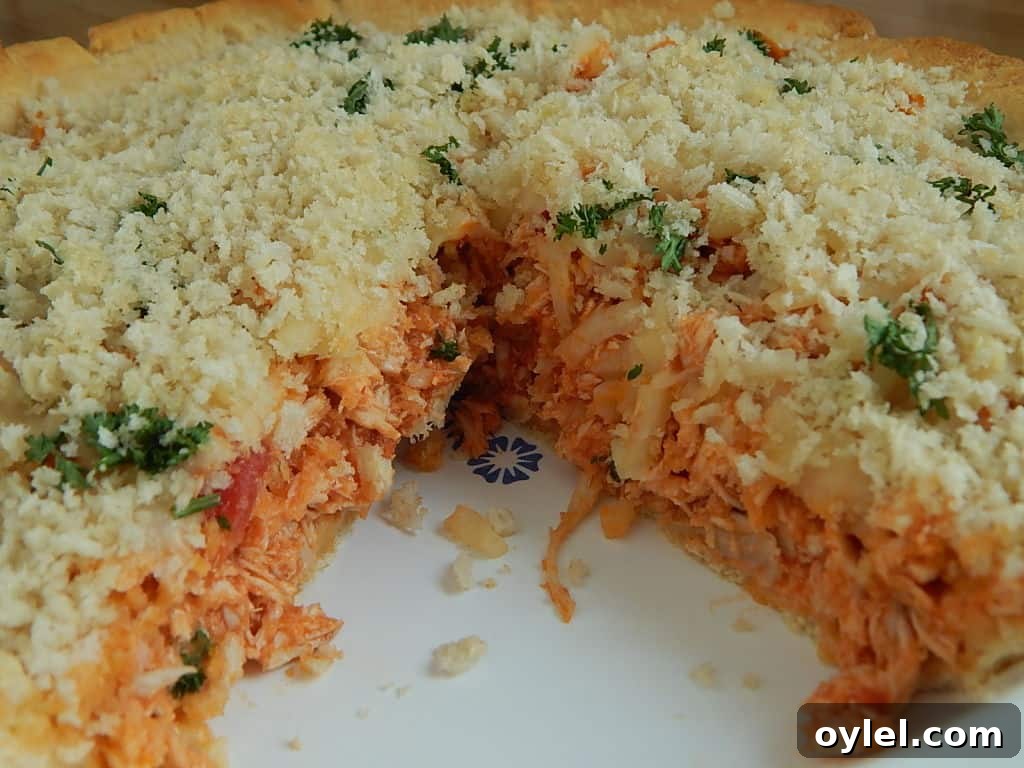 Baked Chicken Parmesan Pie slice