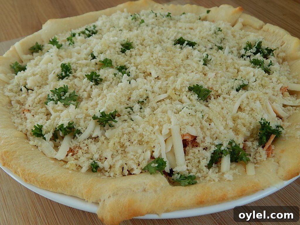Finished Chicken Parmesan Pie ready to serve