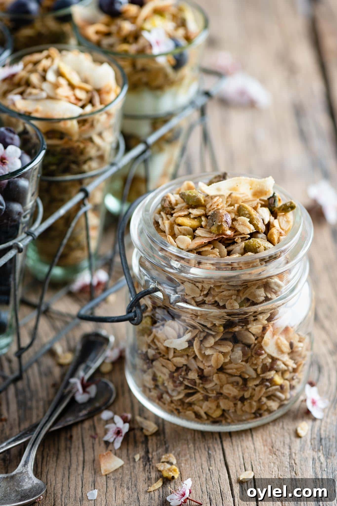 Homemade Coconut Pistachio Granola Recipe 2 Homemade granola with pistachios and coconut.