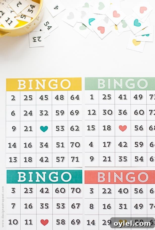 Printable & Cute Bingo Cards - Download a set of 4 for FREE over at Design Eat Repeat!