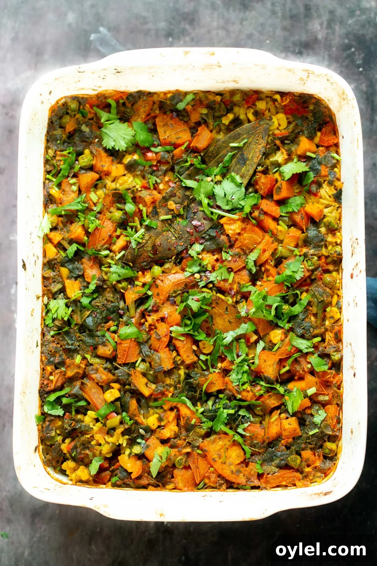freshly baked lentil rice casserole 