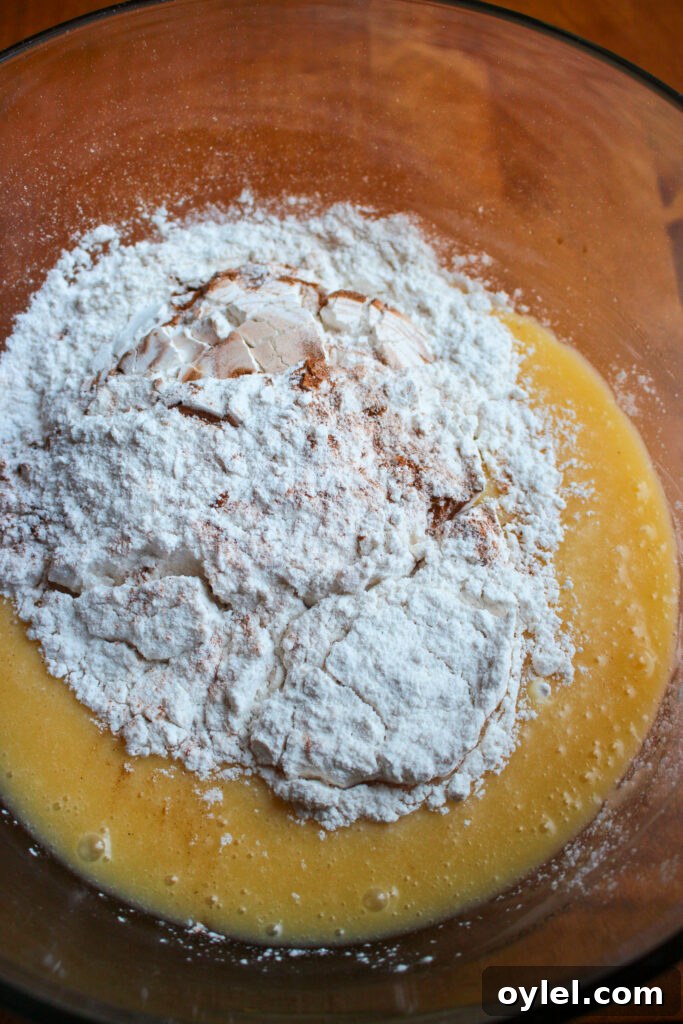 Folding dry ingredients into batter