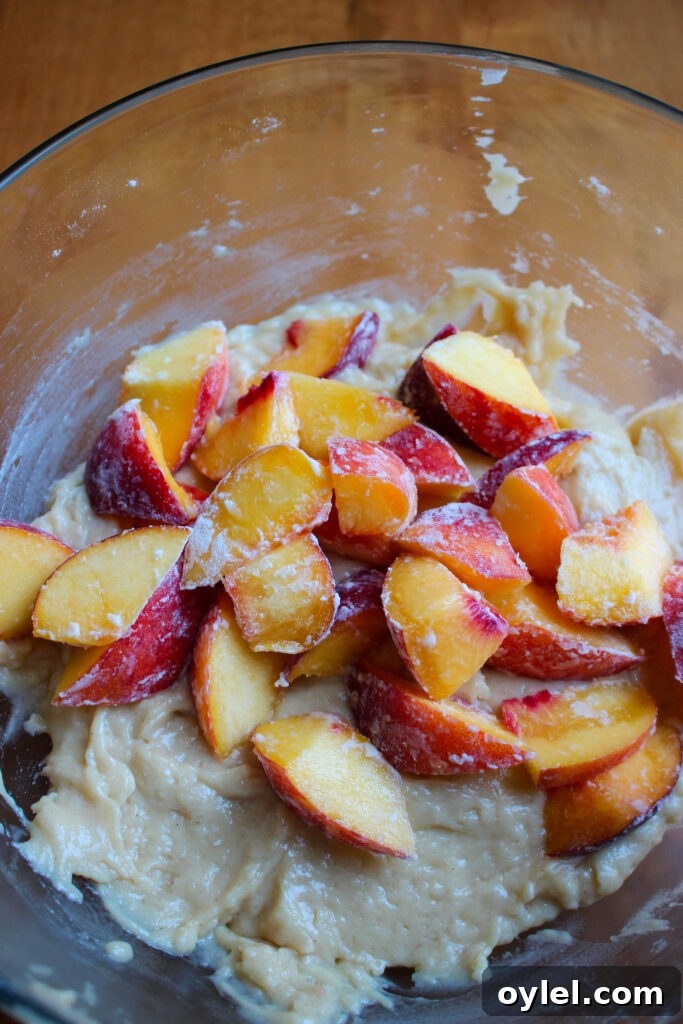 Peaches dusted with flour