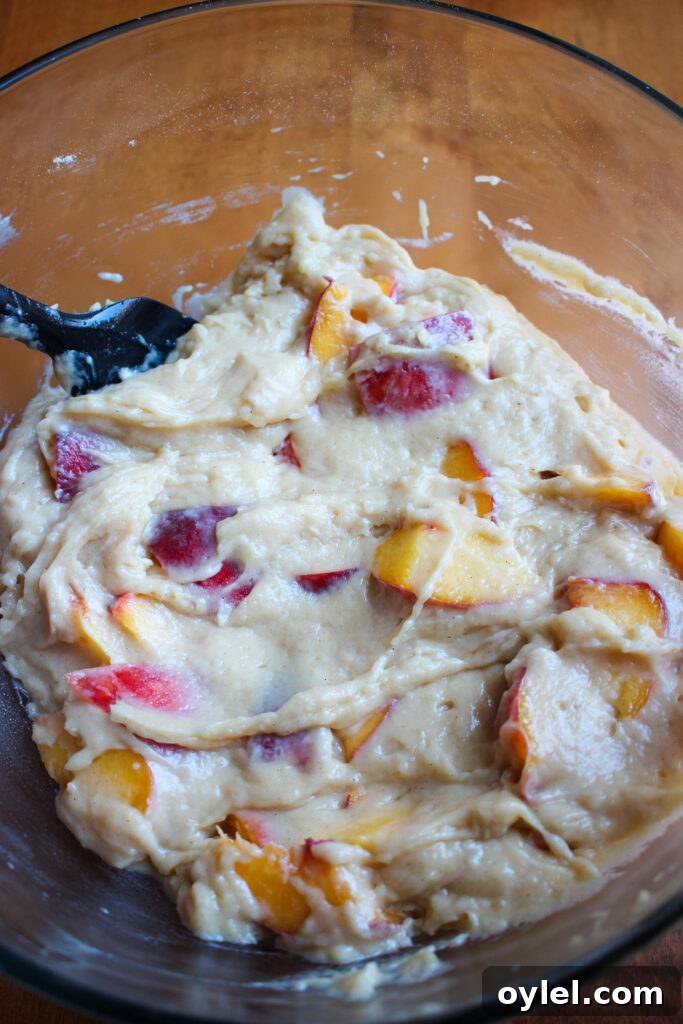 Peaches added to batter