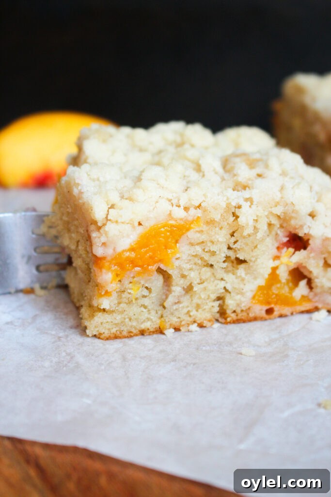 Baked peach coffee cake