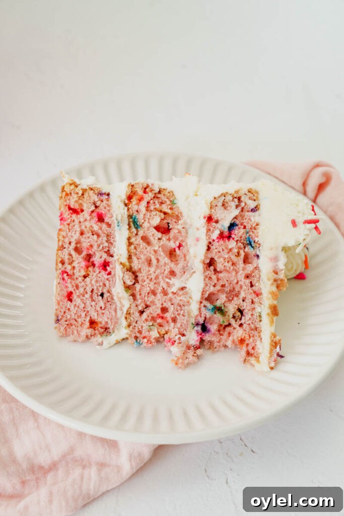 Strawberry Funfetti Cake slice