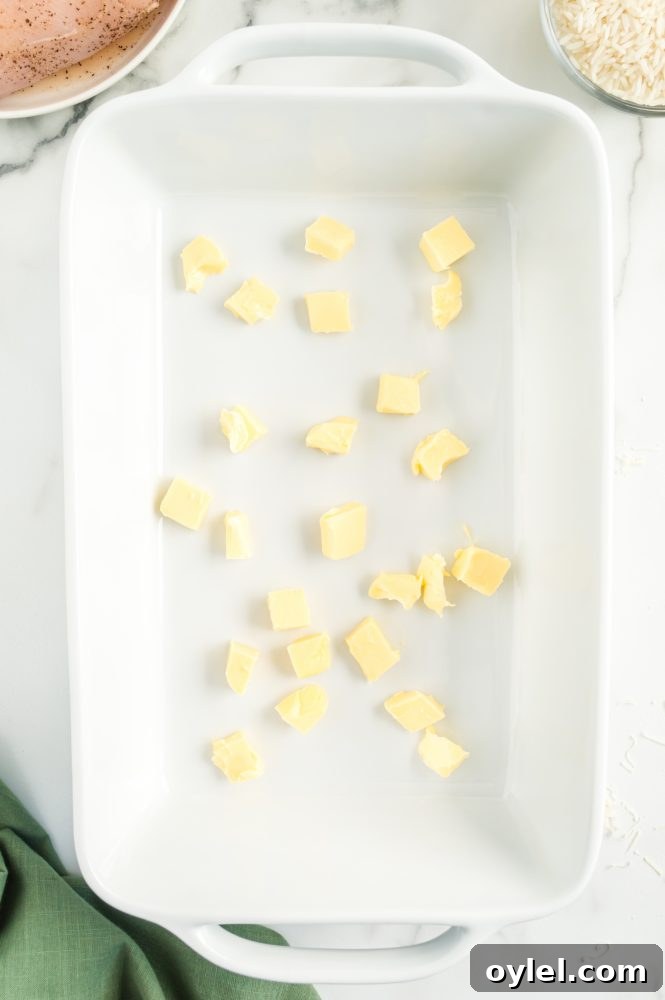 butter in a casserole dish