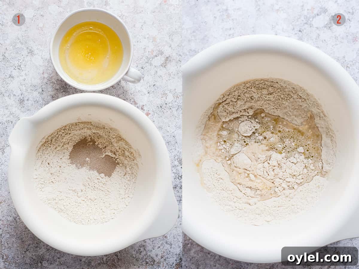 Quick Pizza Dough Recipe for Crispy Homemade Crust 4 flour and water with yeast for making pizza dough.