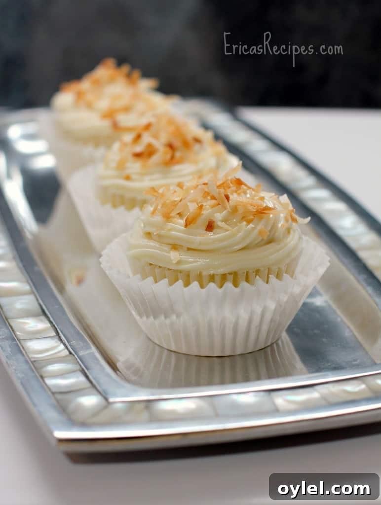 Honey Cream Cheese Frosted Pineapple Coconut Cupcakes 5 Pineapple Coconut Cupcakes with Honey Cream Cheese Frosting