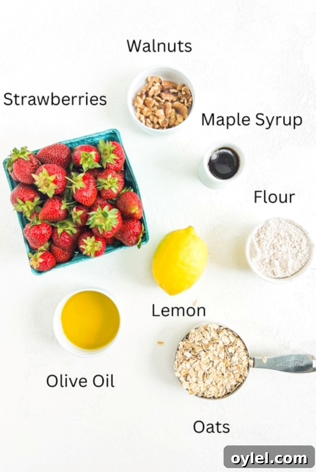 Strawberry Crumble ingredients, labeled.