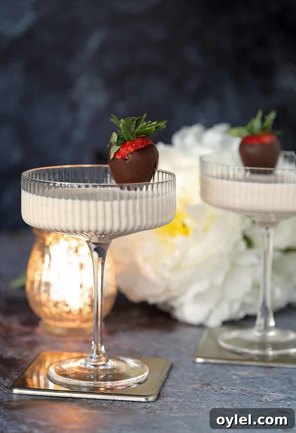 Disaronno Velvet Espresso Martini with chocolate covered strawberry garnish