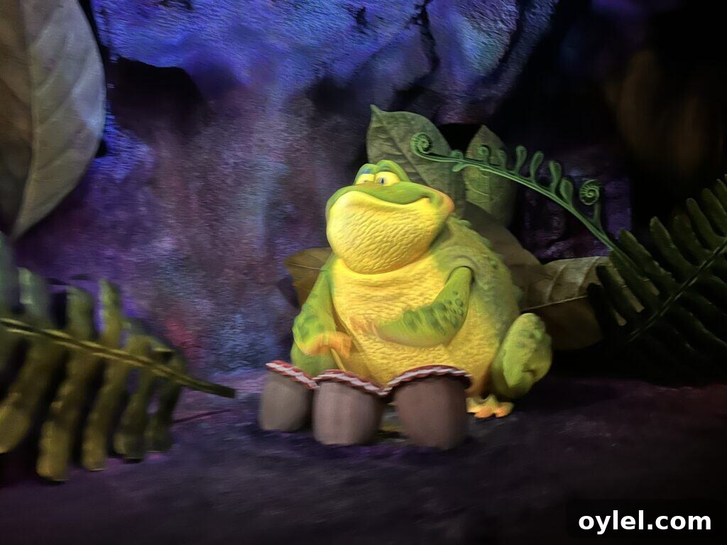 Tiana's Bayou Adventure: Disney Rider Tips and What to Expect 4 frog drumming along the ride.
