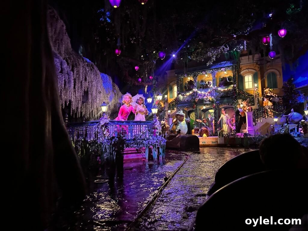 Tiana's Bayou Adventure: Disney Rider Tips and What to Expect 5 End of the ride scene where the party is happening.