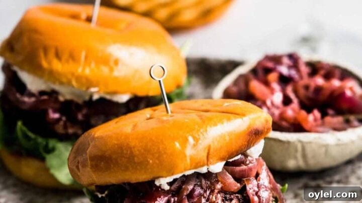 Grilling Recipes for Every Occasion: Weeknights to Holidays 8 Image for Lamb Burgers with Goat Cheese & Caramelized Onions