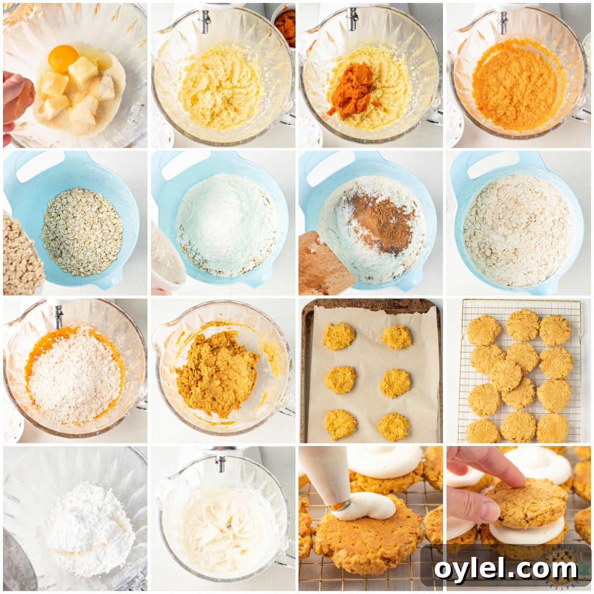 Step by step instructions on how to make Pumpkin Oatmeal Cream Pies.
