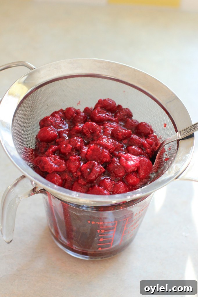 raspberry marshmallows, draining the raspberry juice