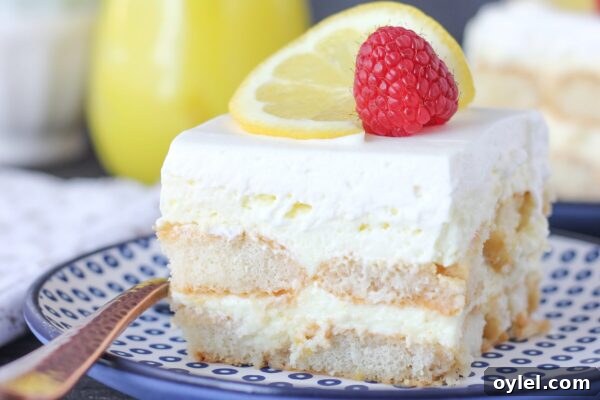 Lemon Shortcake Icebox Cake layered with lemon mousse and ladyfingers
