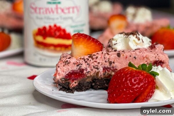 Chocolate Covered Strawberry Pie with strawberry filling and chocolate crust