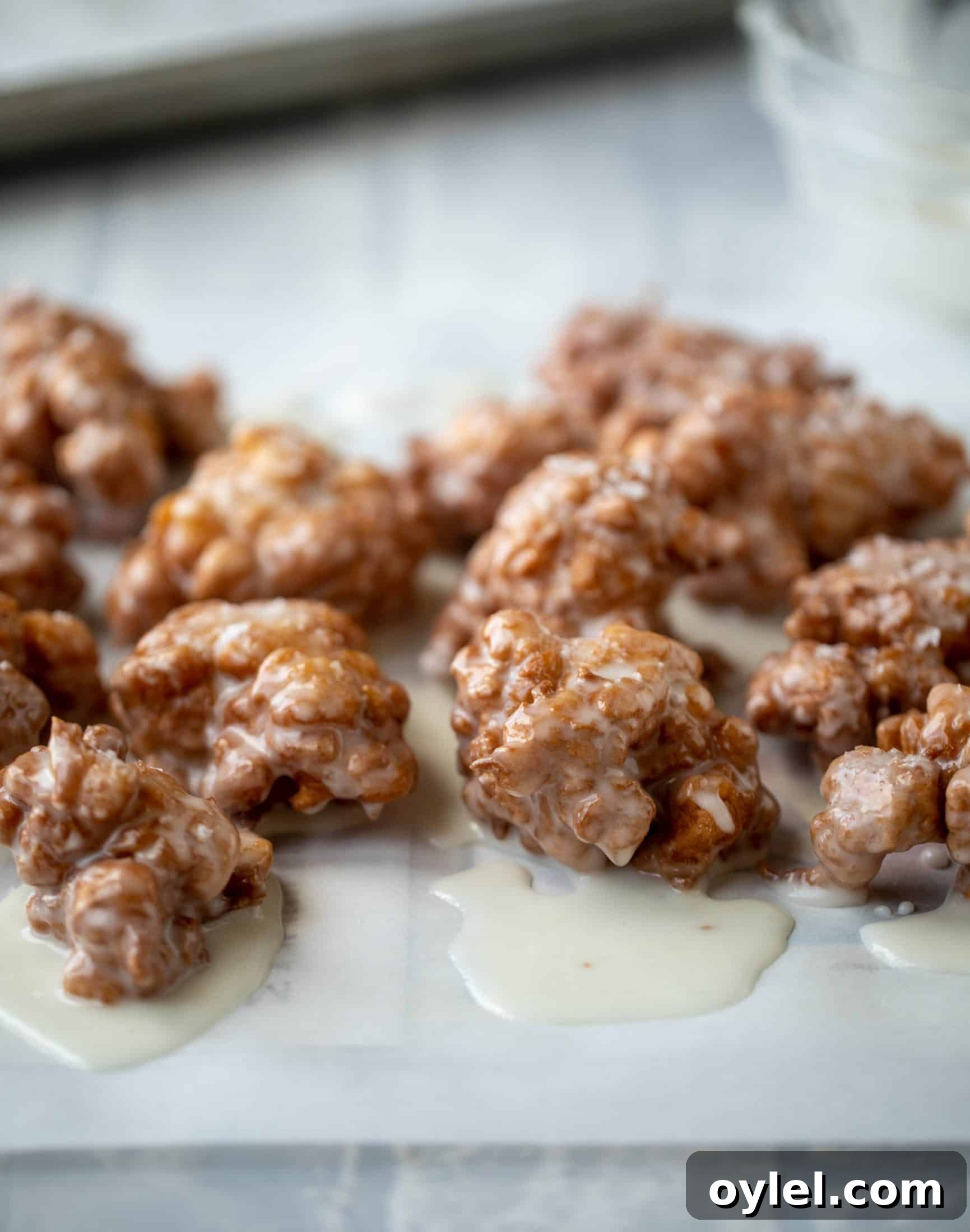 These salted apple fritters use honeycrisp apples and flaked sea salt for a fall flavor explosion. These are the best treat ever!