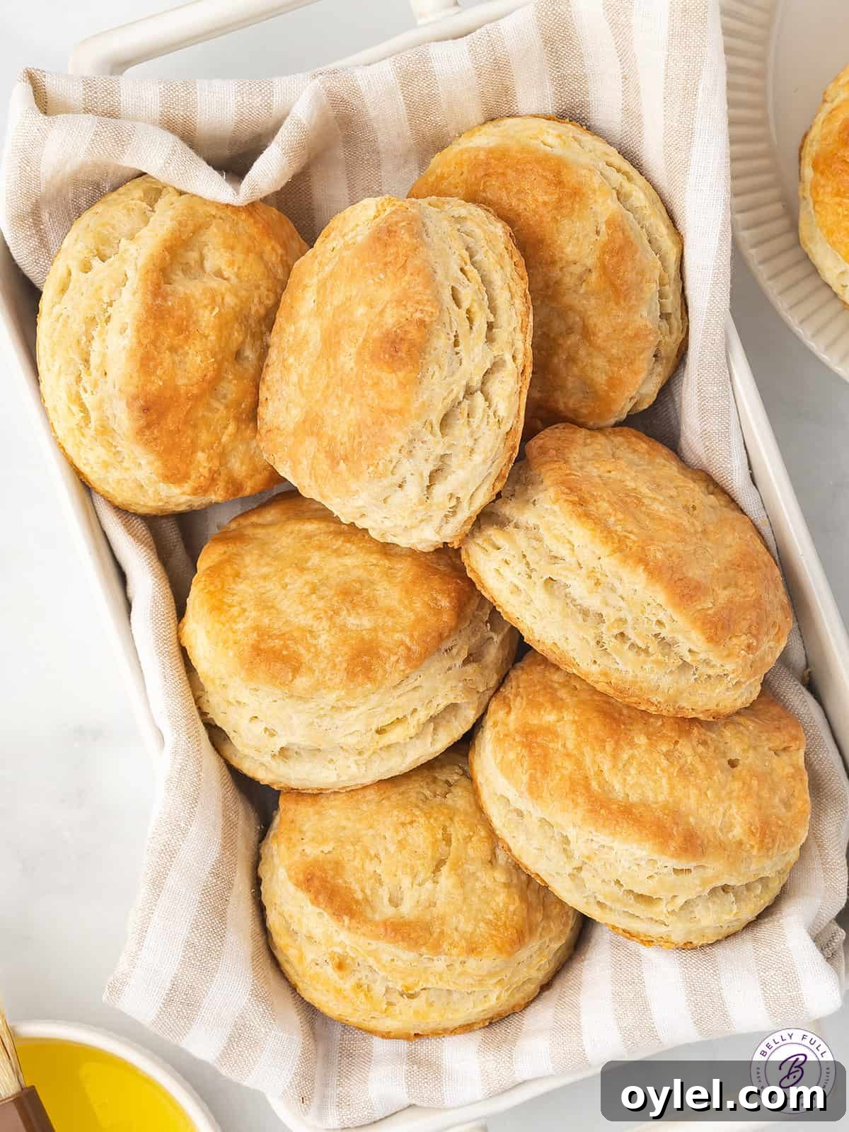 Homemade biscuits in a basket.