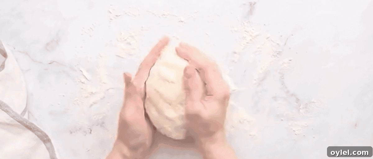 Working the dough by hand.